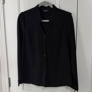 Allegra K Black Button-Up Blouse